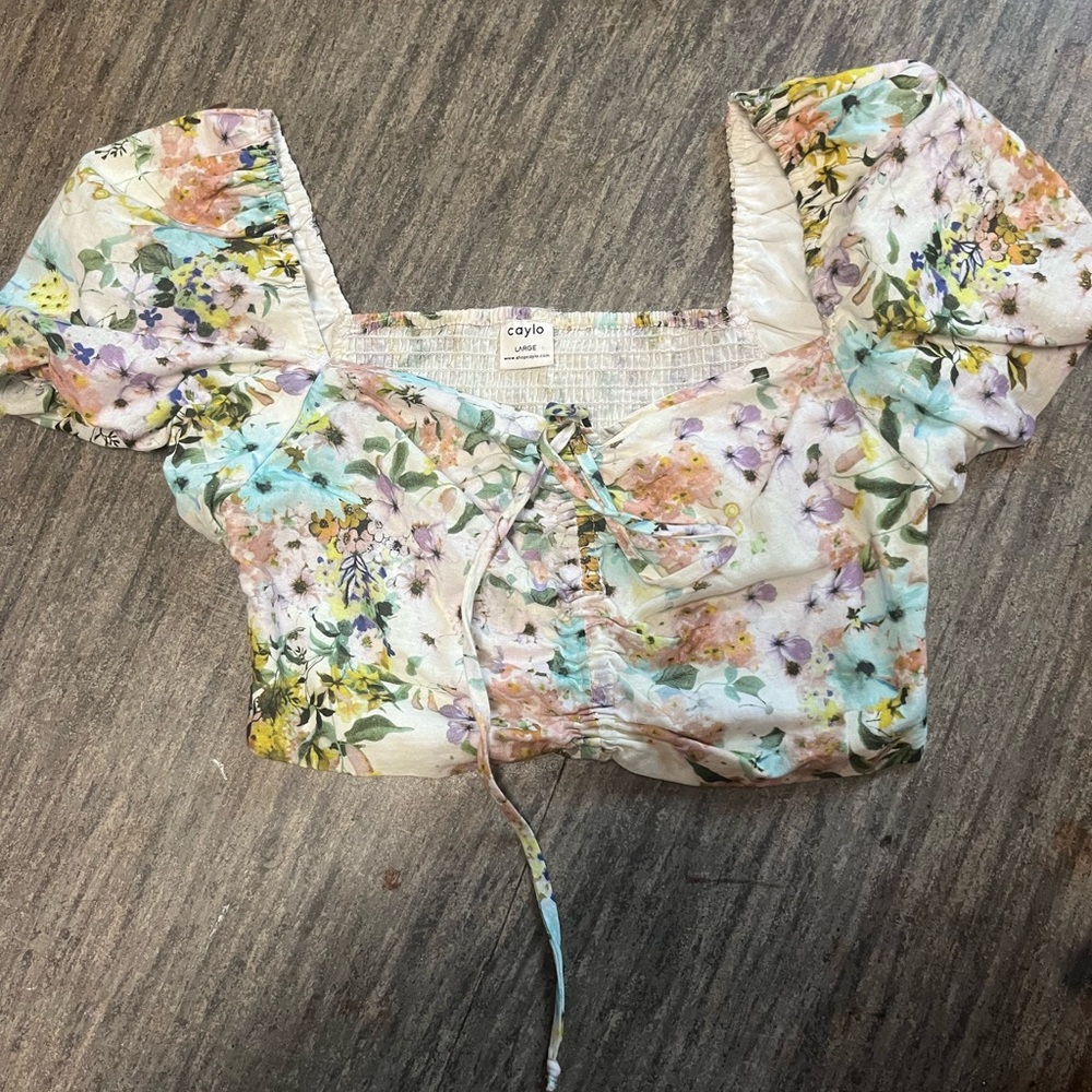 Floral Puff Sleeve Top - Multicolor